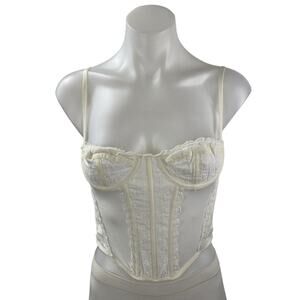 Urban Outfitters Out From Under White Lace Up Corset Bustier Cami Tank Top Sz S